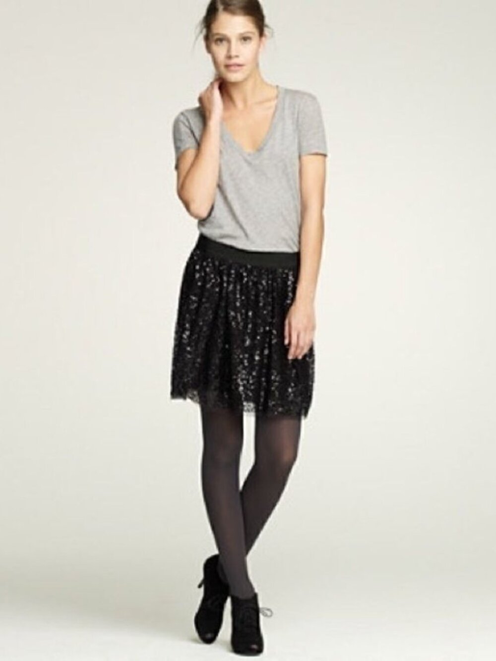 2/$30 J. Crew Starry Night Mini Sequin Skirt Black 2 #A3654